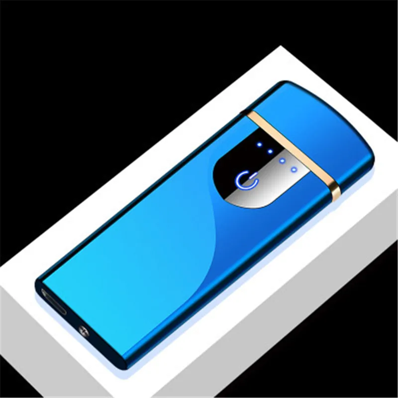 Новый мини зарядки USB Зажигалка металлическая Беспламенное ветрозащитное