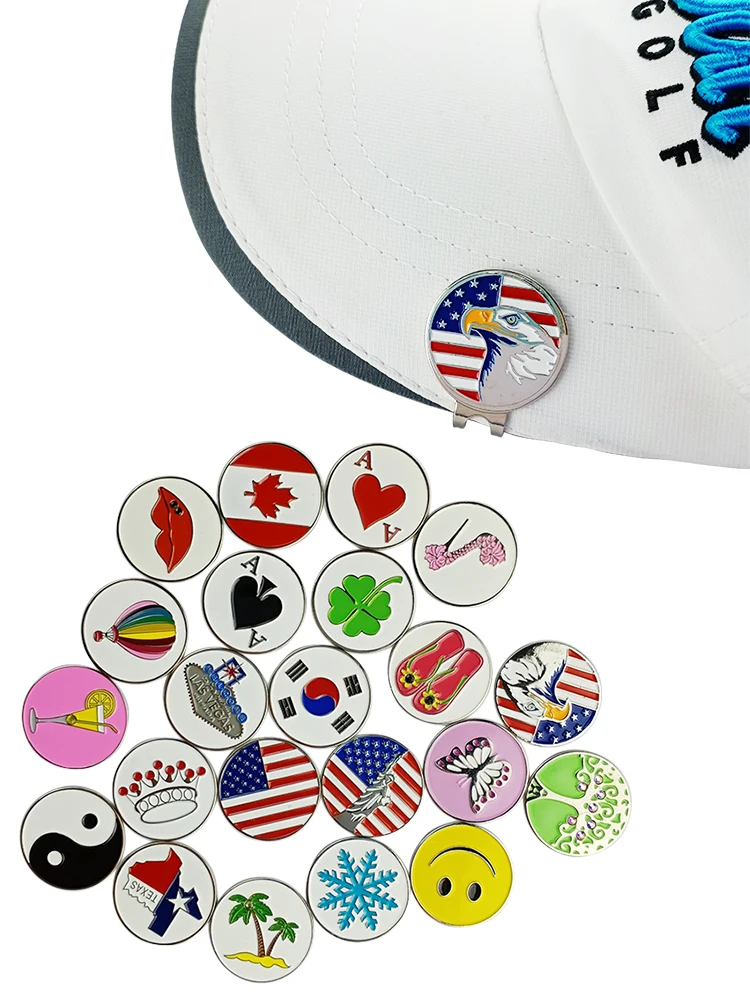 PINMEI Embossied Golf Ball Marks наборы из 5 маркеров для гольфа Подарки для гольфа для леди / детей, подходящие для любых магнитных зажимов для шляп для гольфа