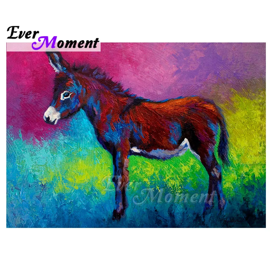 

Ever Moment Diamond Painting Donkey Color Background Artwork Picture Of Rhinestone Diamond Embroidery Decoration Home ASF1735