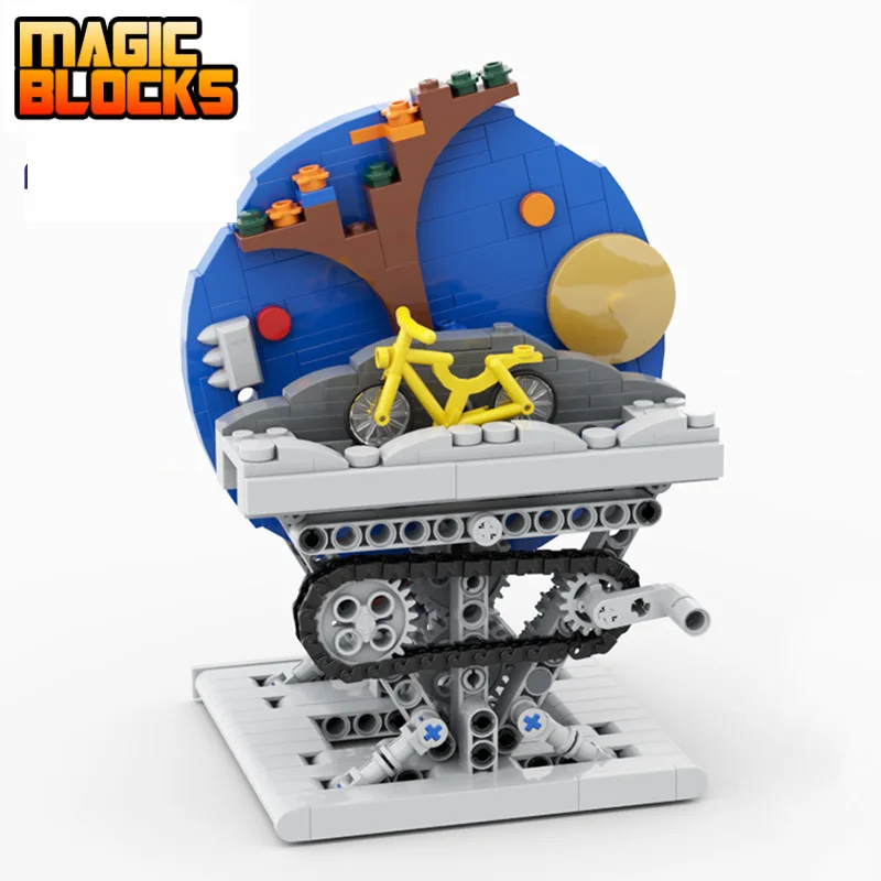 

MOC DIY Travel Around the World Rotating blocks Science/electric Series Traveling world Hand Rotating Education Toy Kids Gifts