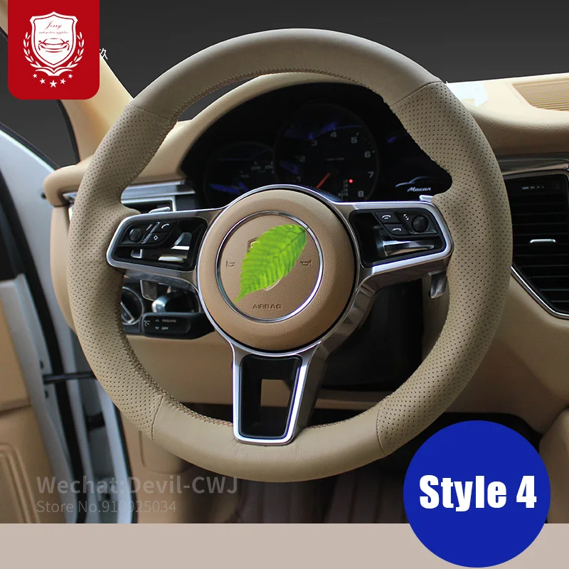 

steering wheel cover For Porsche Taycan 3 Panamera Macan Cayenne 718 911 9YA 971Genuine Leather Hand stitch Grip car accessories