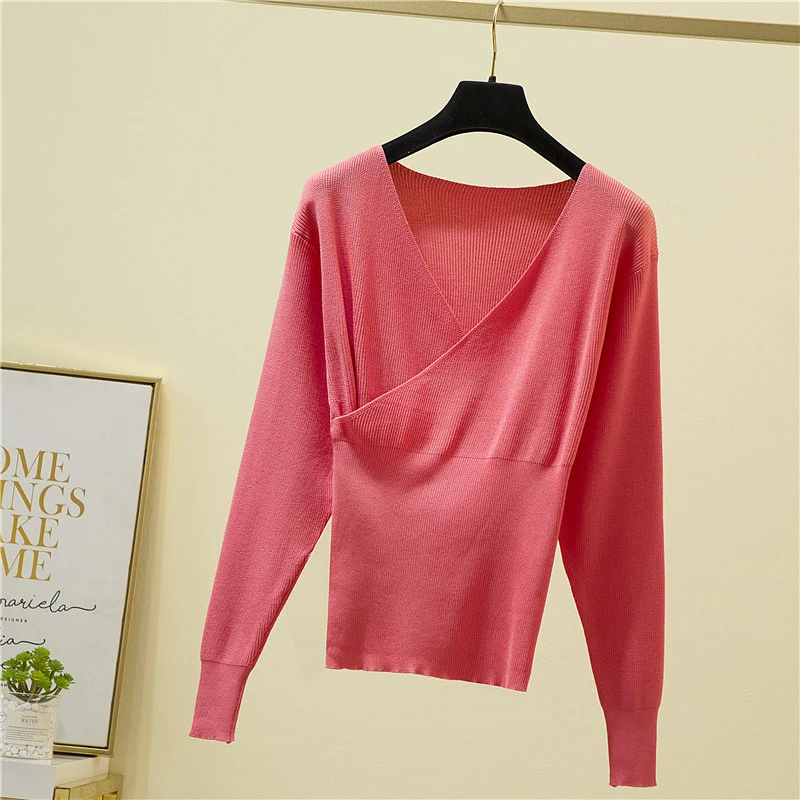 shintimes V-Neck Clothes Winter Tops For Women Knitted Sweater Long Sleeve Sweaters And Pullover Woman Pull Femme | Женская одежда