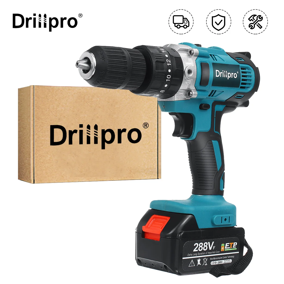 Беспроводная электрическая дрель Drillpro 3 в 1 шуруповерт 90N.m электроинструмент