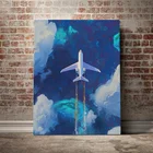 Настенная картина с высоким разрешением, с изображением самолета в небе, нордический домашний декор, абстрактный плакат, Современная Картина на холсте, декор для спальни и гостиной