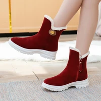 fashion brand womens boots warm and ski boots mid boots belt buckle womens shoes large size hot selling womens cotton shoes