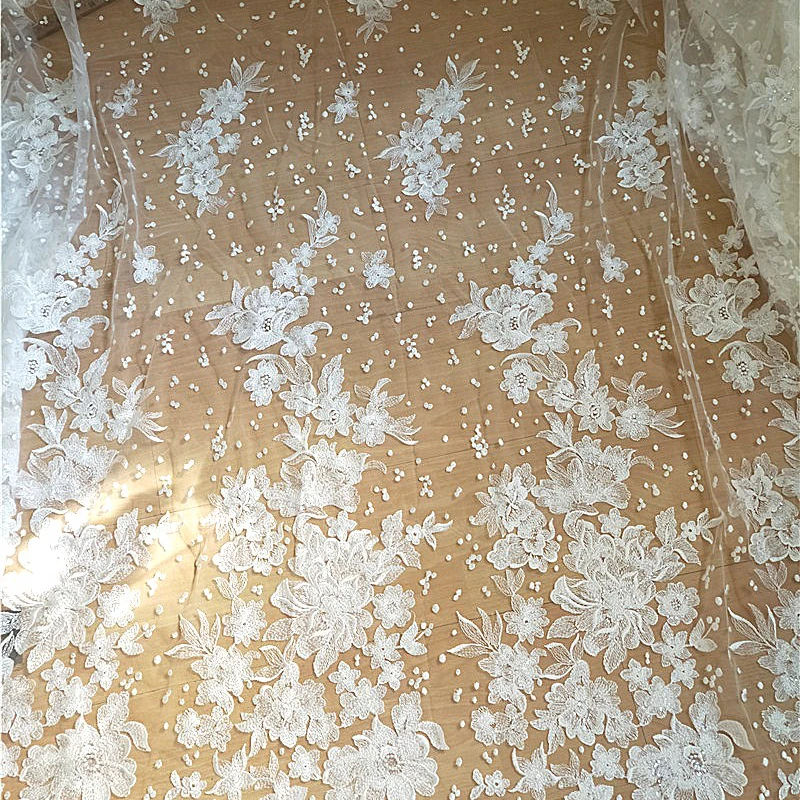 GLace 1Y/lot off white мягкая сетка вышивка кружево швейная ткань свадебное платье