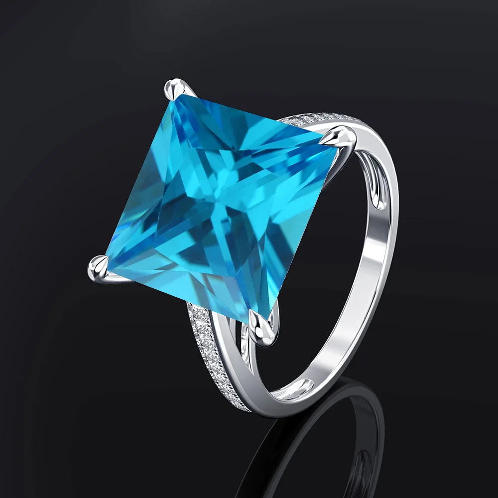 Большой площади фианит синтетический аметист розовый кварц камень цитрин кольцо