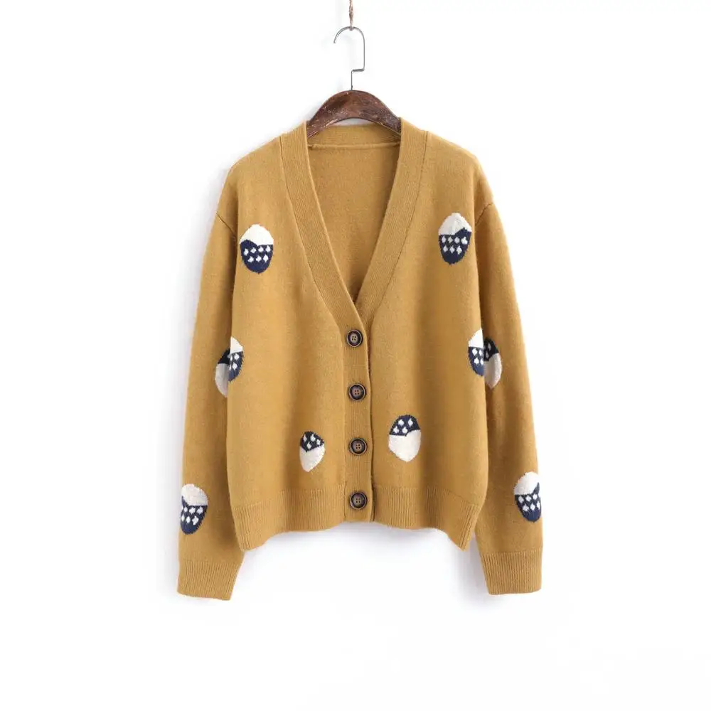 

Cute Strawberry V-Neck Knitted Cardigan 2020 Autumn New Korean Loose Sweater Coat Net Red Fashion Casual Cardigan C002