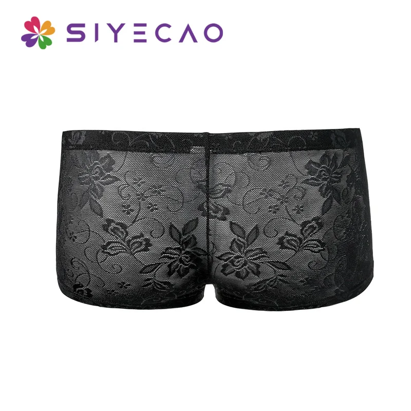 Трусы боксеры мужские прозрачные кружевные ультратонкие дышащие шорты