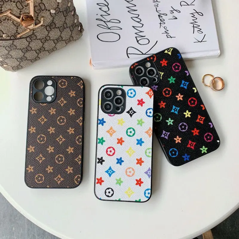

Luxury Star Flower Leather Phone Case For iPhone 12Pro MAX 11 7 8Plus XR Xs Max Vintage Lattice Cover