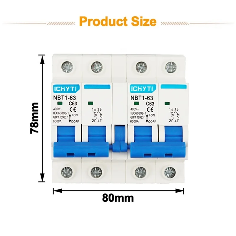 ICHYTI 2P + 63a ручной переключатель блокировки автоматический выключатель 400 в 50/60 Гц