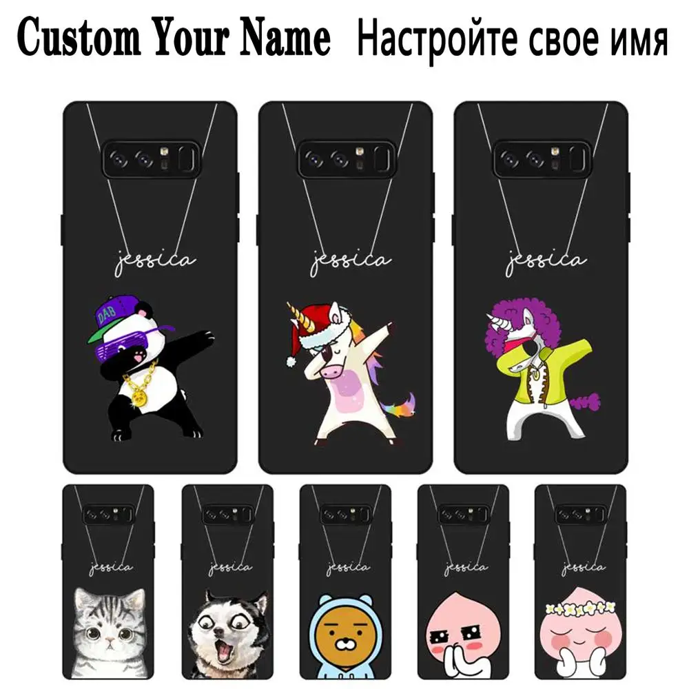 Cute animal Custom Name DIY Black Soft TPU Silicone Case Cover For Samsung Galaxy Note 3 4 5 8 9 10 Plus M10 M20 M30 Grand Prime |