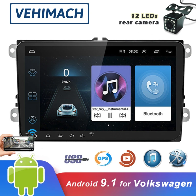 2 Din MP5 Автомобильный плеер Android 9 1 автомобильное радио Bluetooth ''GPS WIFI FM MP4 Музыка