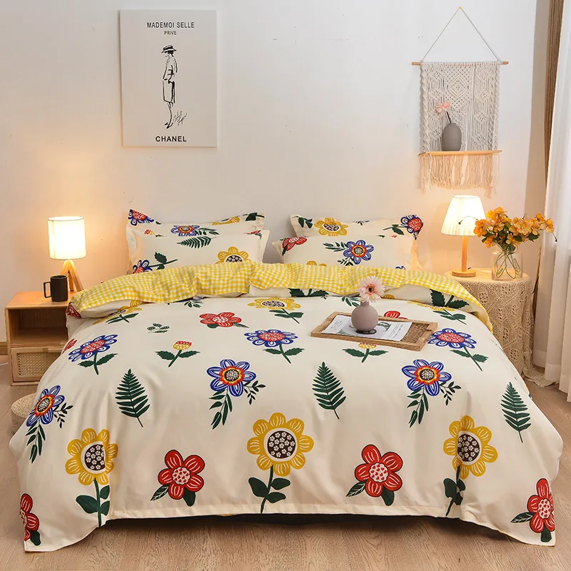 

Thickened Cotton Brushed Four-piece Set Bedroom Comforter Set Duvet Cover Set Oceania