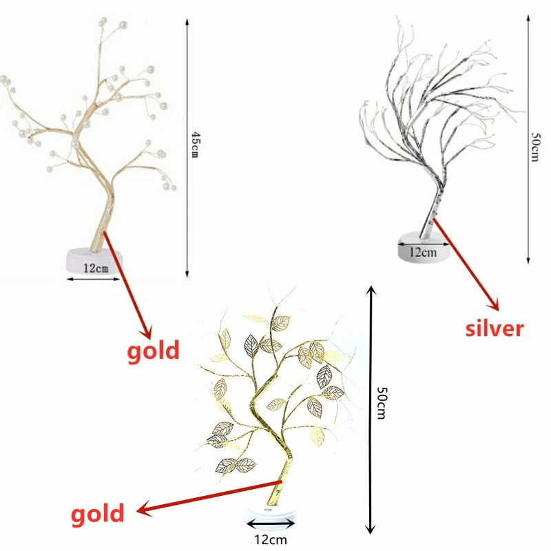 

LED Copper Wire Night Light Tree Fairy Lights Home Decoration Night Lamp For Bedroom Bedside Table Lamp USB And Battery Operated