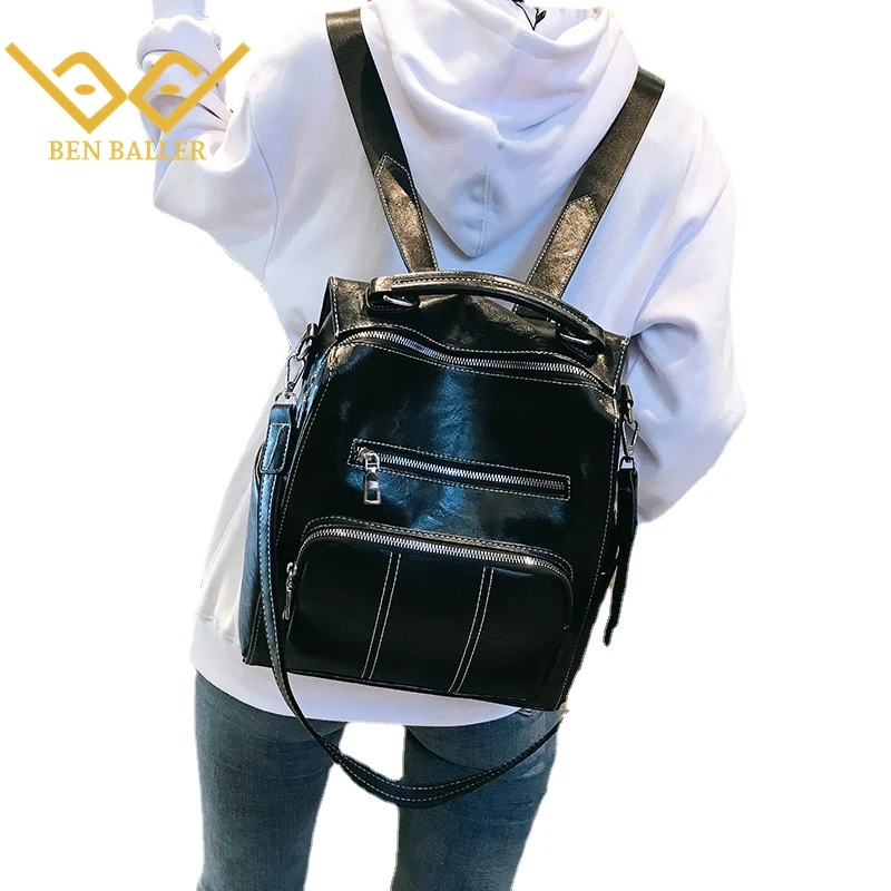 

BEN BALLER, женские коричневые рюкзаки из искусственной кожи в стиле ретро, студенческий Повседневный мессенджер, портативная школьная сумка, ж...