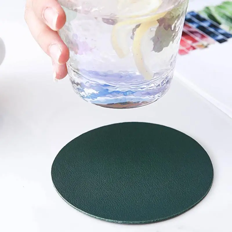 

6PCS Cup Pad Bowl Coaster Heat Insulation Drink Coaster Faux Leather Coasters Cup Mat Non-Slip Tea Cup Milk Mug Kitchen Supplies