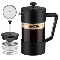 french press coffee tea maker 350ml thickened borosilicate glass coffee press rust free and dishwasher safeblack