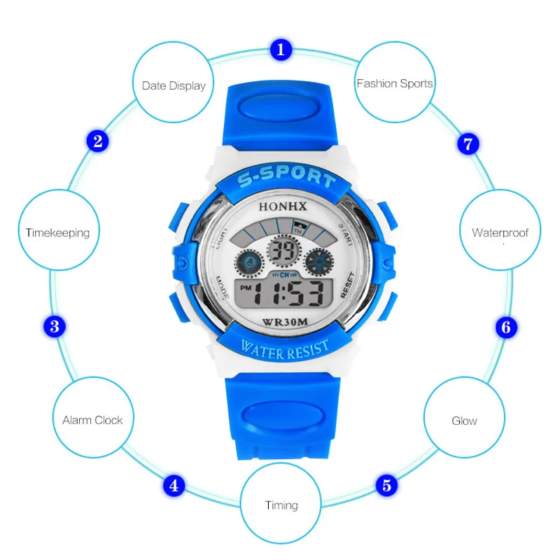 

HONHX Kids Watches Girls Boys Life Waterproof Digital Watch Chic Alarm Date Sports Electronic Wristwatch Children Gift Reloj 40*