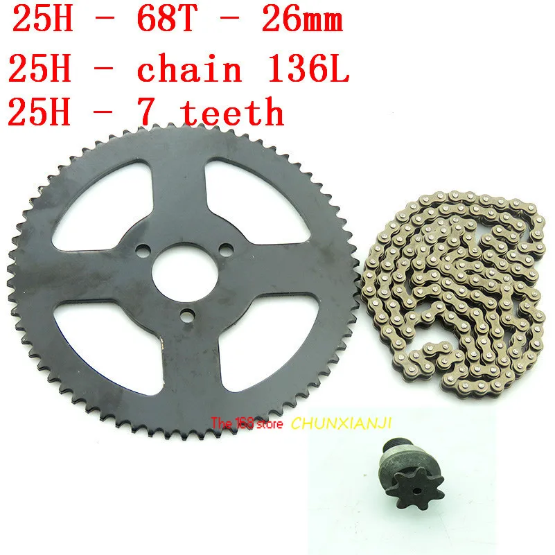 

Mini Moto Drive System 25H 136/146 /158 links loops Chain with Rear Sprocket 68T 26mm For 47cc 49cc Mini Pocket Bike ATV quad