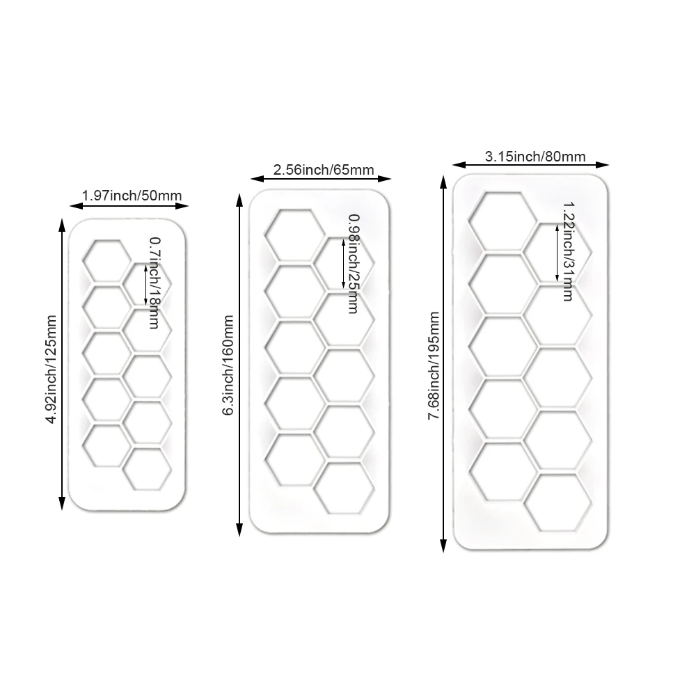 

3 PCS Hexagon Cookie Cutter Mold Geometric Football Cake Fondant Cutter Creative Cake Border Decorating Tool for Beginners