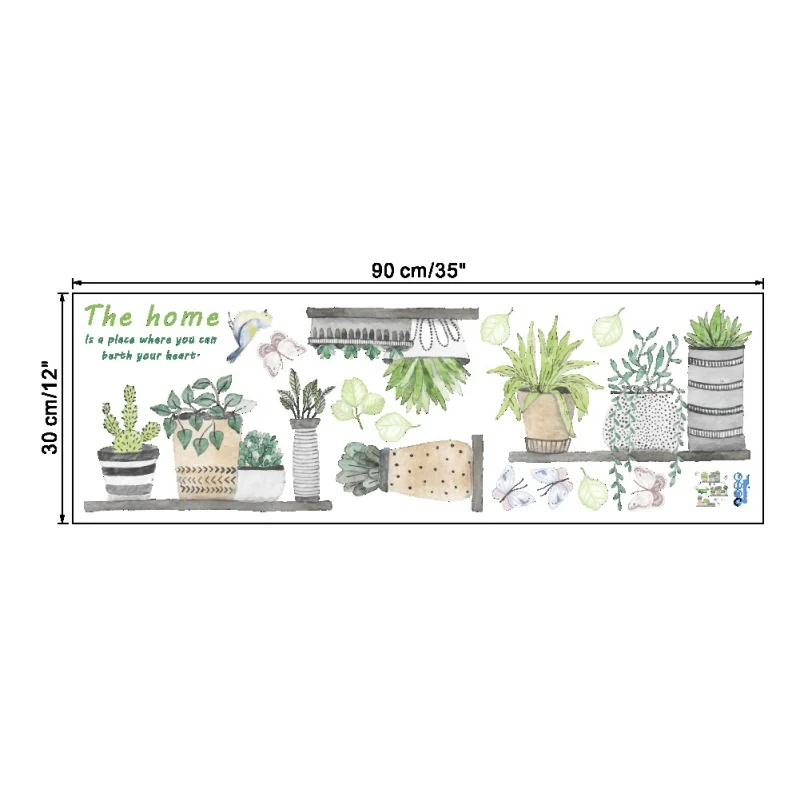

Garden Plant Bonsai Flower Butterfly PVC Wall Decals Living Room Kitchen Art Decoration Self-adhesive Painting Z