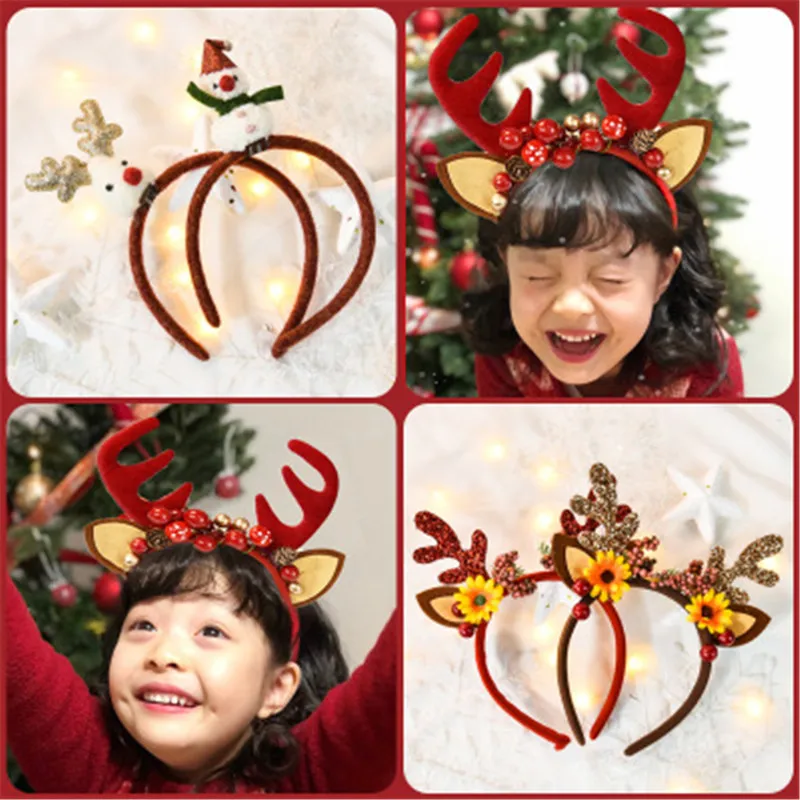 

2pcs Christmas Headband Christmas Party Supplies Kid's Headsets Head Buckle Earmuffs Kid's Gift