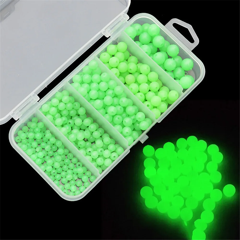 

375pcs/Lot Luminous Beads 4mm-8mm Fishing Space Beans Round Float Balls Light Glowing For Outdoor Fishing Accessories Set