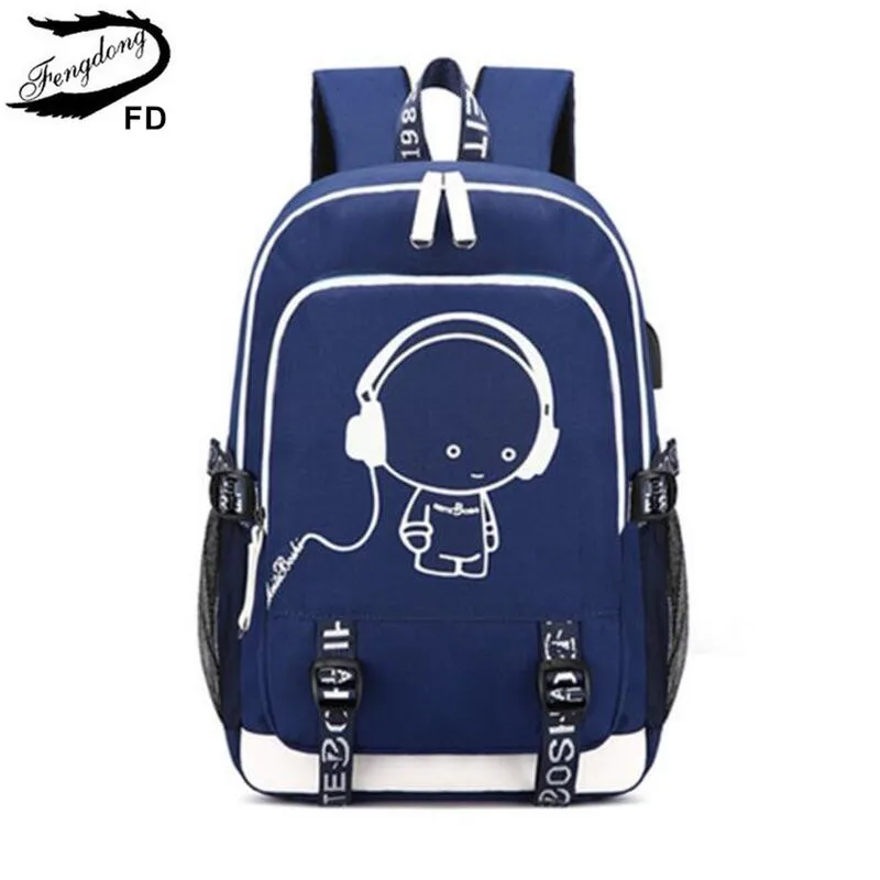 Рюкзак для начальной школы Fengdong для мальчиков, детские школьные портфели для учебников, школьный портфель с usb-портом для подростков