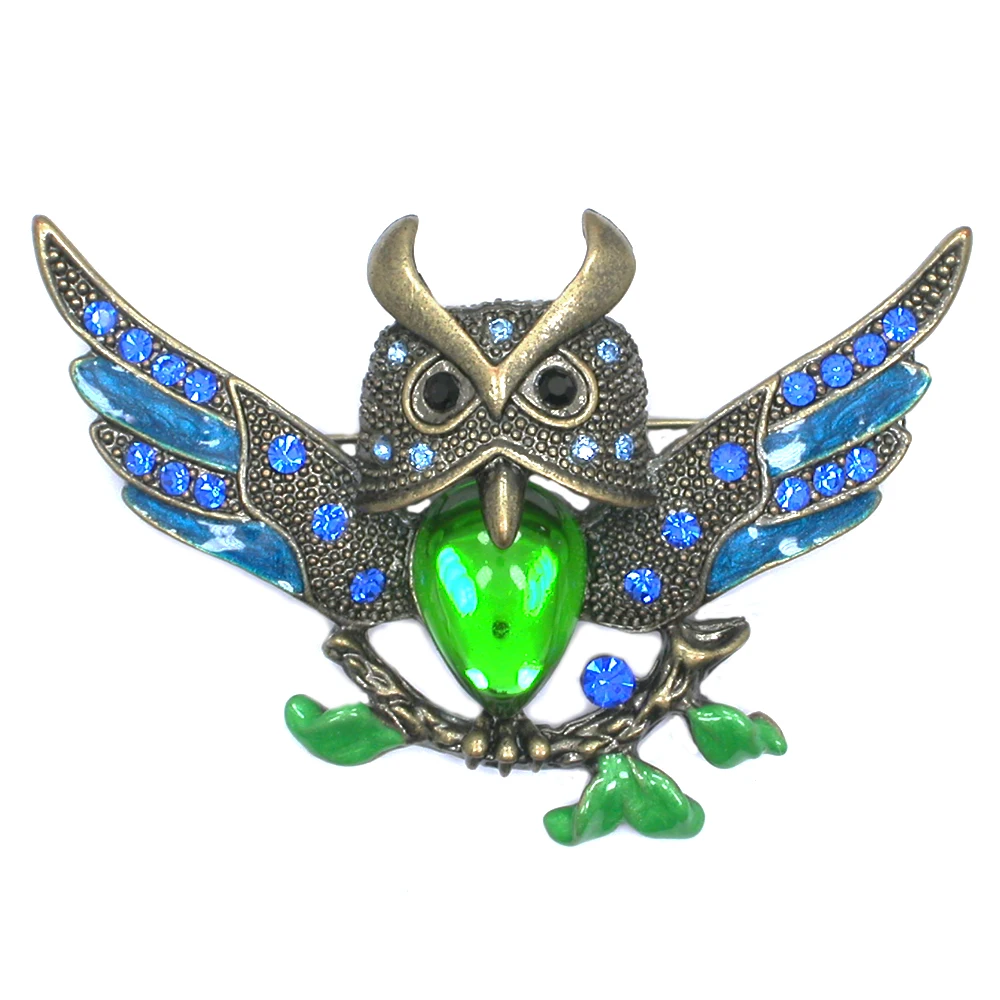 

Rhinestone Enamel Owl Brooches For Women Men Fashion Jewelry Retro Boutonniere Hijab Pins Elegant Coat Accessories