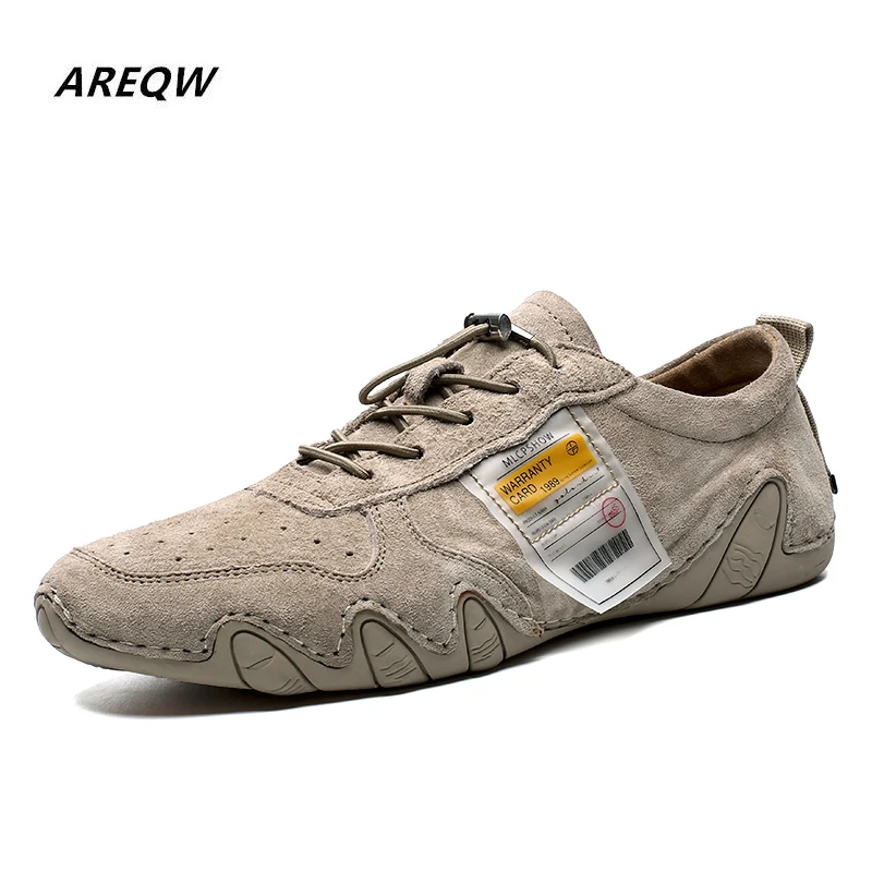 AREQW/Модная Кожаная обувь Мужская без застежки из натуральной кожи дизайнерская