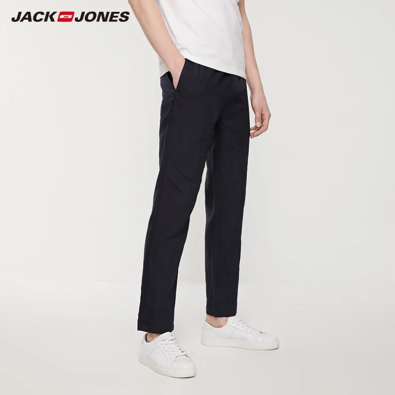 Мужские льняные укороченные брюки JackJones | 219214524 Мужская одежда