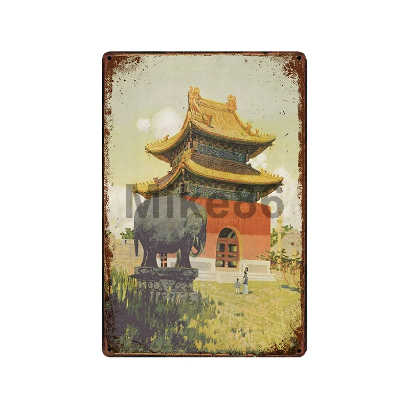 [Mike86] Japan Cites дорожный металлический знак ВИНТАЖНАЯ фотография детской комнаты