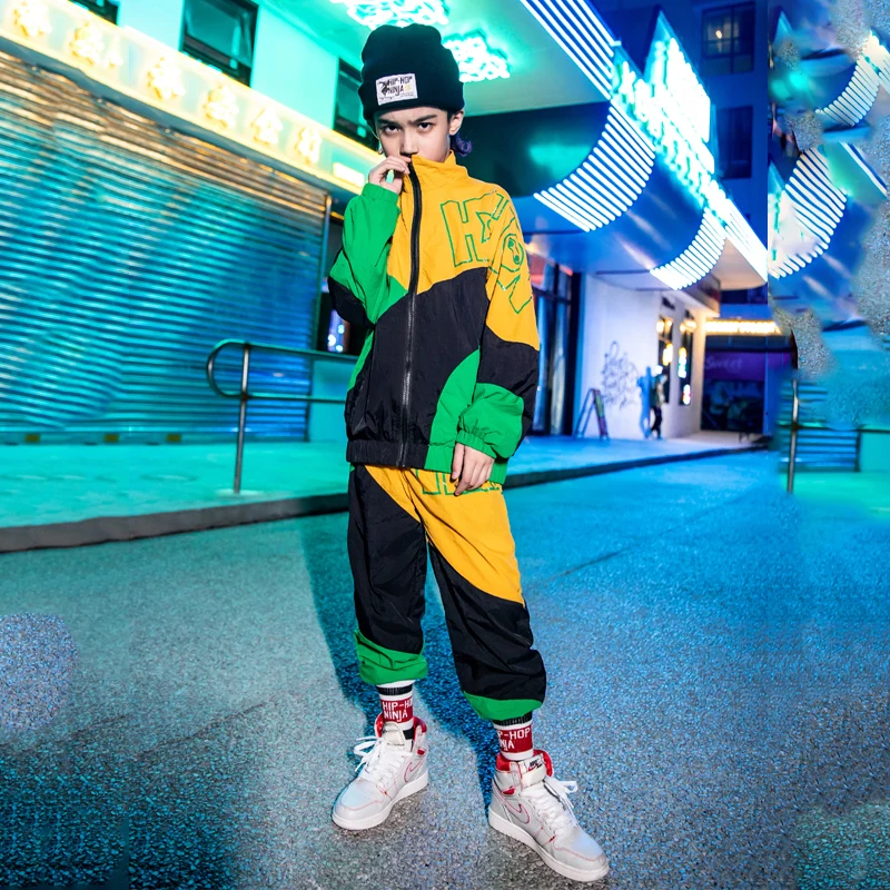 

New Children'S Ballroom Dancing Clothes Boys Hip Hop Dance Costumes Hiphop Loose Suit Performance Clothing Rave Clothes 120-180