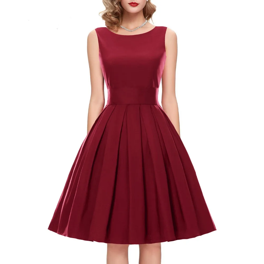 

24 Colors Customize Womens 1950s Vintage Retro Capshoulder Satin Party Swing Dress