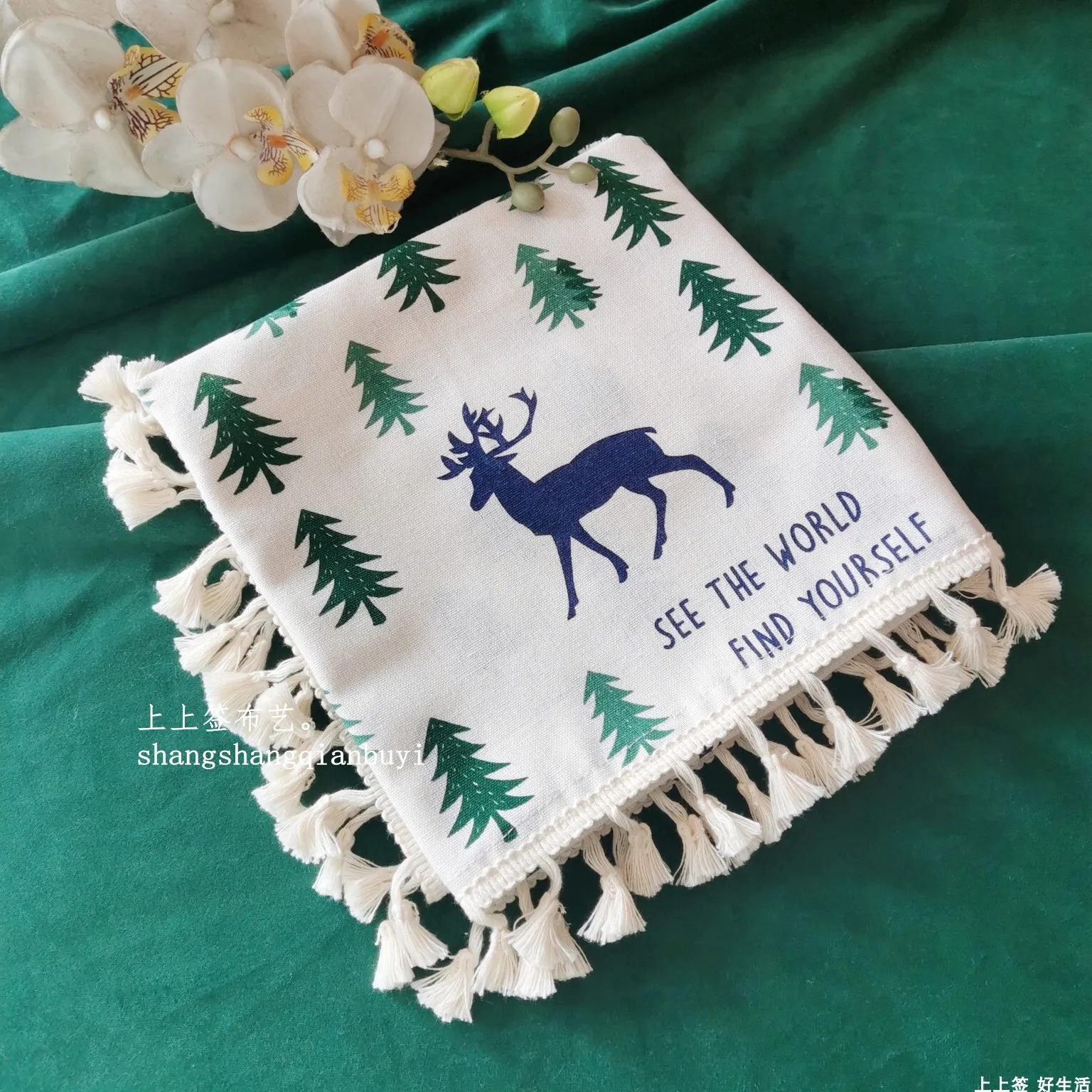 Рождественская оленя и красная клетчатая печать мягкая хлопковая скатерть для