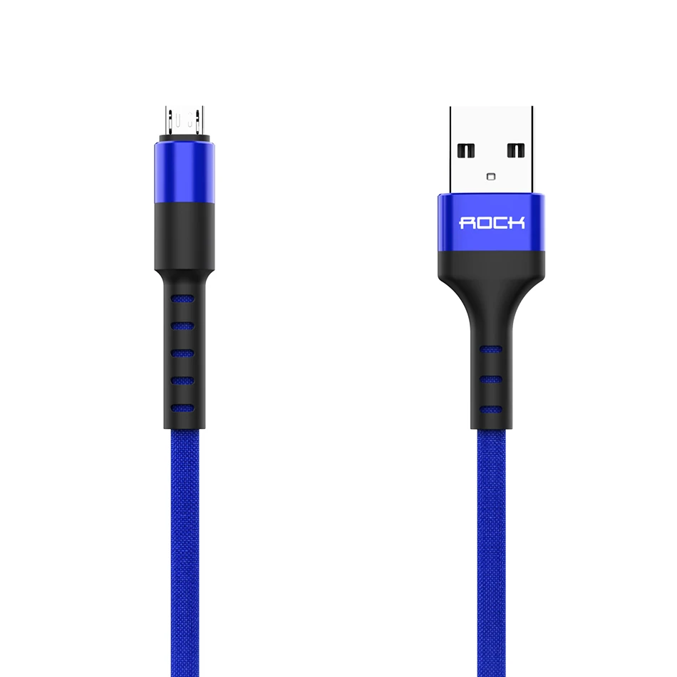 ROCK Micro USB кабель для быстрой зарядки и синхронизации данных зарядный кабель для Xiaomi Redmi Note 5 Pro samsung huawei мобильный телефон Android - Цвет: Синий