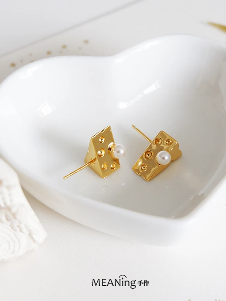 

Cheese Earrings Fun Earrings Creative and Lovely Earrings Personalized Design Sense