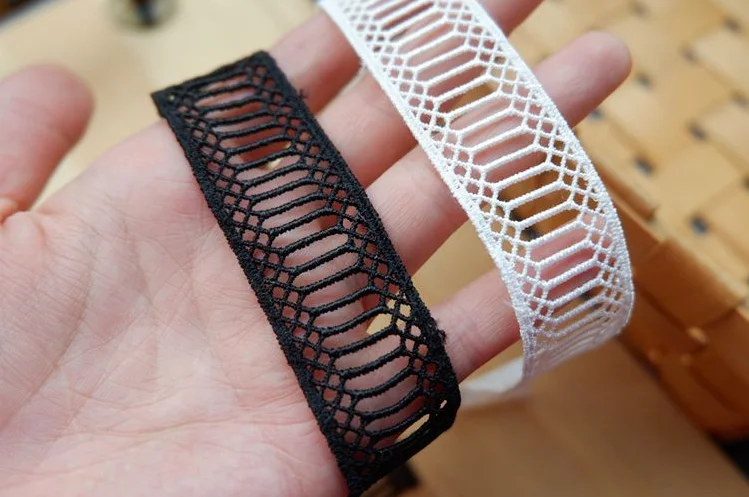 2 метра яркая белая черная кружевная отделка тканевая Венецианская Цветочная