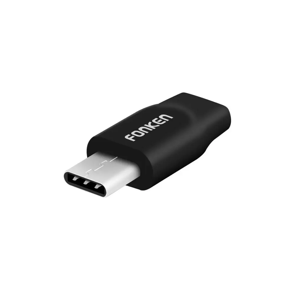 FONKEN usb type-C конвертер Micro USB к USB C адаптер Универсальный Тип C адаптер USB кабель Разъем для мобильных телефонов Кабели - Цвет: Black plug