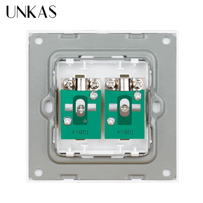 Розетка телефонная UNKAS белая роскошная Хрустальная двойная 1 клавиша RJ11 2 ядра