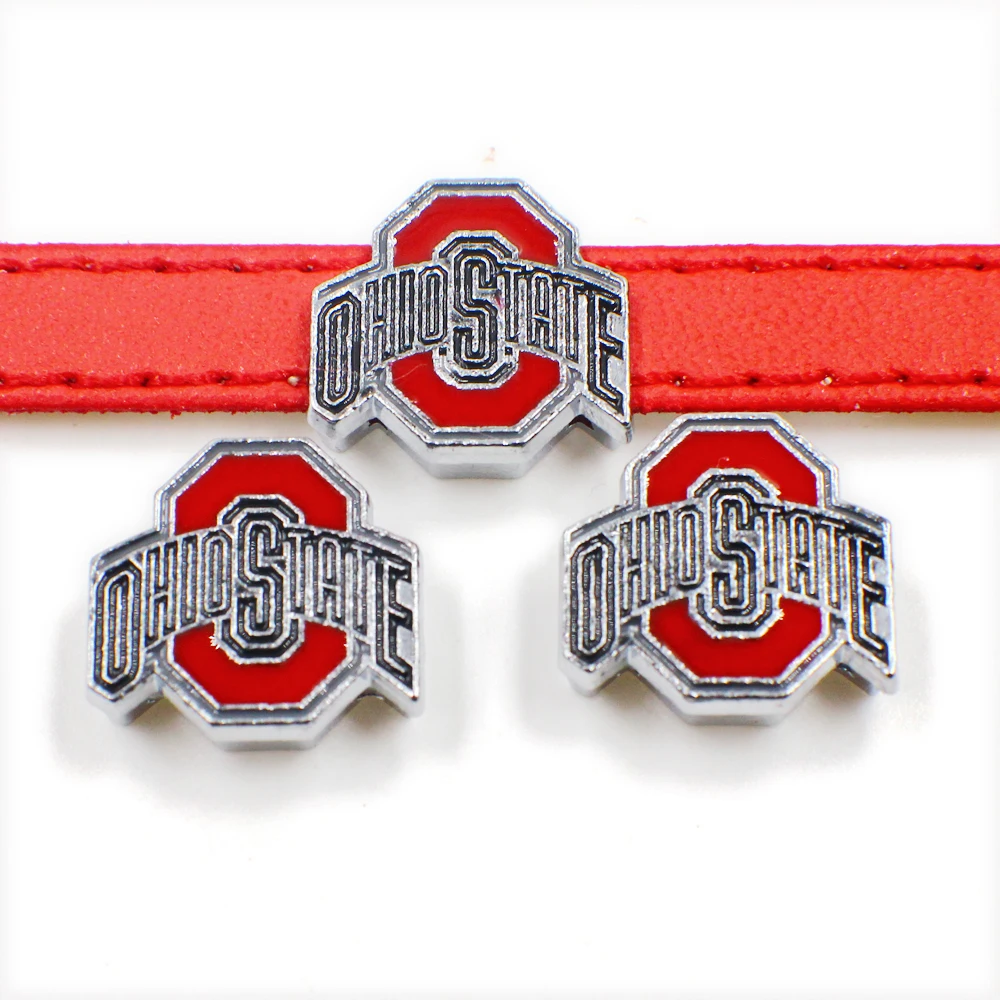 as gift Wholesale 5pcs zinc alloy ohio state Internai Dia:8mm Slide Charms can through 8mm Belt Pet Collar SL457 | Украшения и