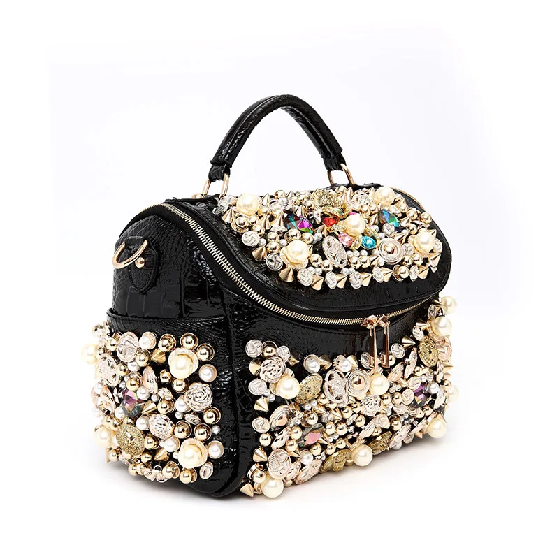 Роскошная женская сумка ручной работы с бисером Сумочка на плечо со стразами