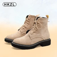 womens boots fashion solid color short boots plus size european and american leisure comfort lace up martin boots womens shoes