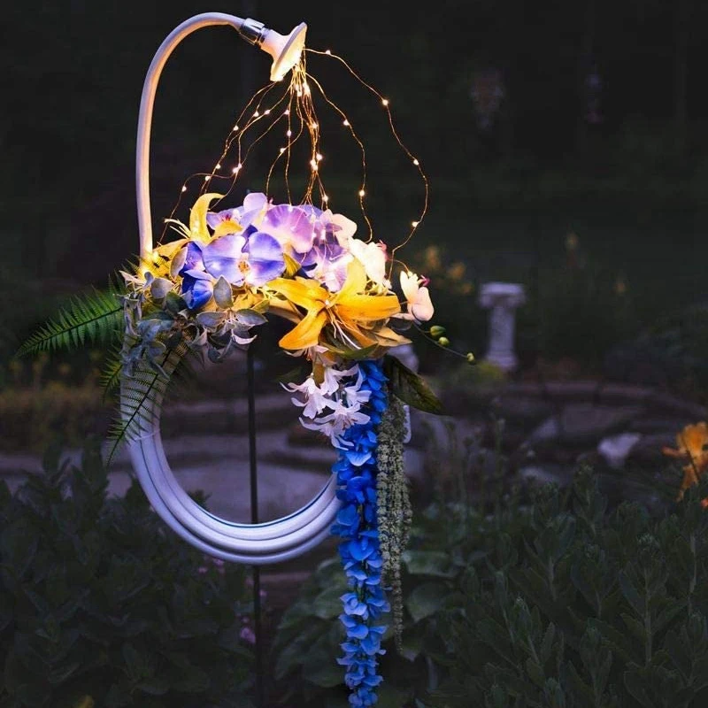 

Solar LED Light Garden Hose Wreath Garland,Waterproof Star Shower Vines Fairy String Decor for Wedding Room
