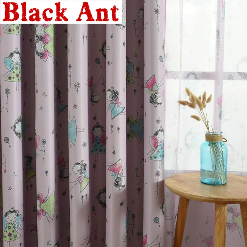 Симпатичные Мультяшные затемняющие занавески для гостиной маленькие с ангелом