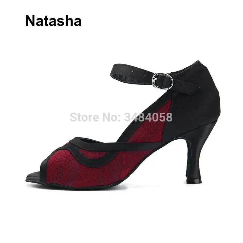 Танцевальные туфли Natasha GB для латиноамериканских танцев черные кружевные