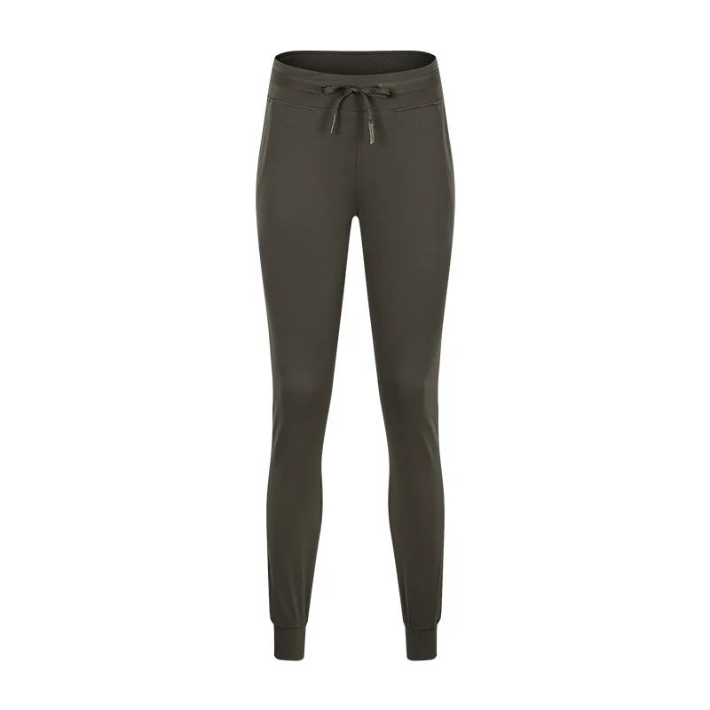 Forest Green Женские Мягкие штаны для йоги, бега, отдыха, бегунов, с боковыми карманами, обнаженные ощущения, на завязках, тренировочные штаны - Цвет: Forest Green