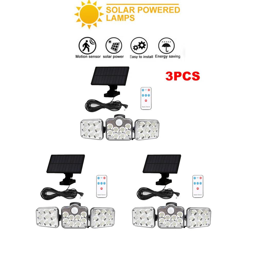 

3pcs 138 led seperable remote Solar Light Outdoor Solar Spotlight Solar Lamps Motion Sensing Wall Lamp Outdoor Lighting Garden D