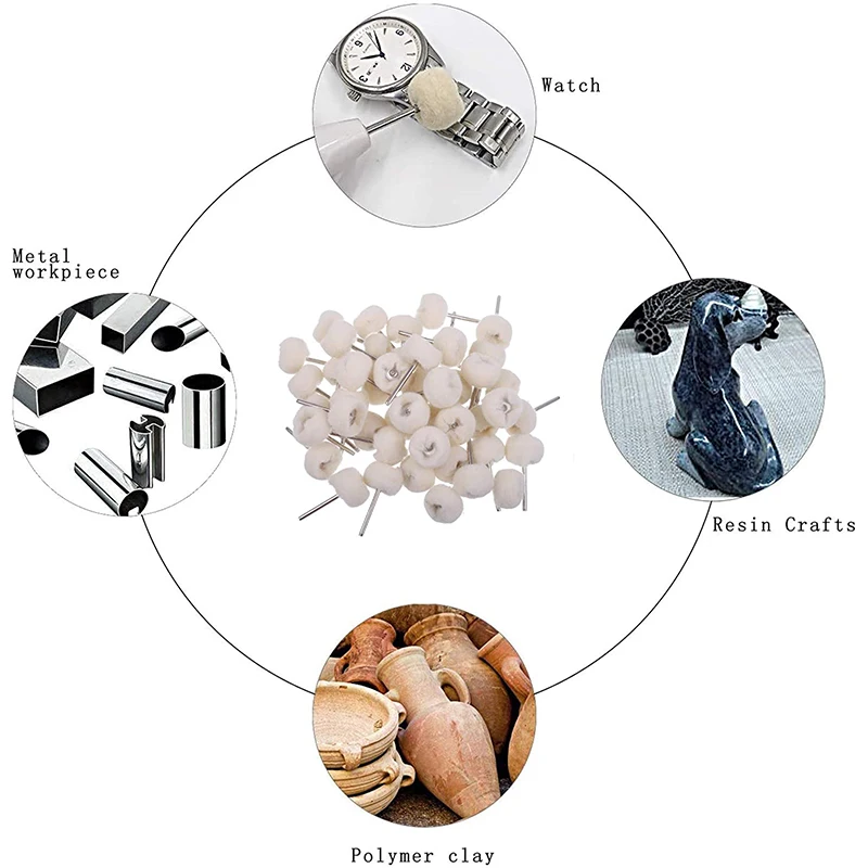 

100 Pack Polishing Buffing Wheel Set Buff Wheel 1/8 Inch Shank, for Rotary Drill Tool Accessories Polish Buffer Kit